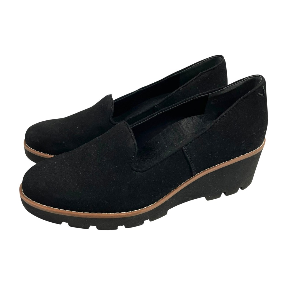 Vionic Willa Wedge‎ Loafers Slip-On Suede shoes Size 8 black